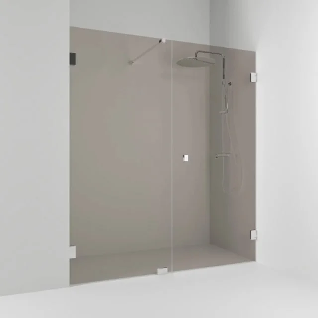 Svedbergs 180° dusjnisje rett/fast, 156,5 cm, bronsefarget glass, krom profil | 656916