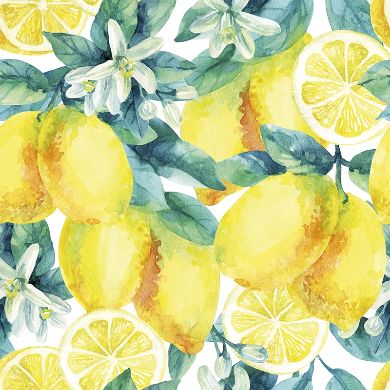 Servietter 33x33cm Watercolor Lemons white v:7208046