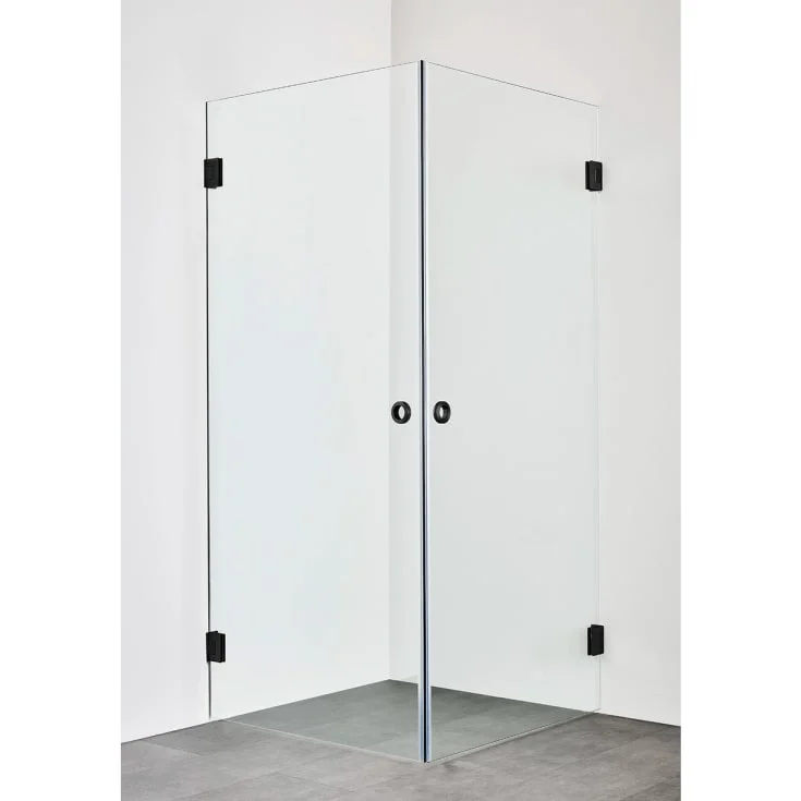 Hafa Infinity dusjnisje, 90×100 cm , klart glass, sort profil | 1451184