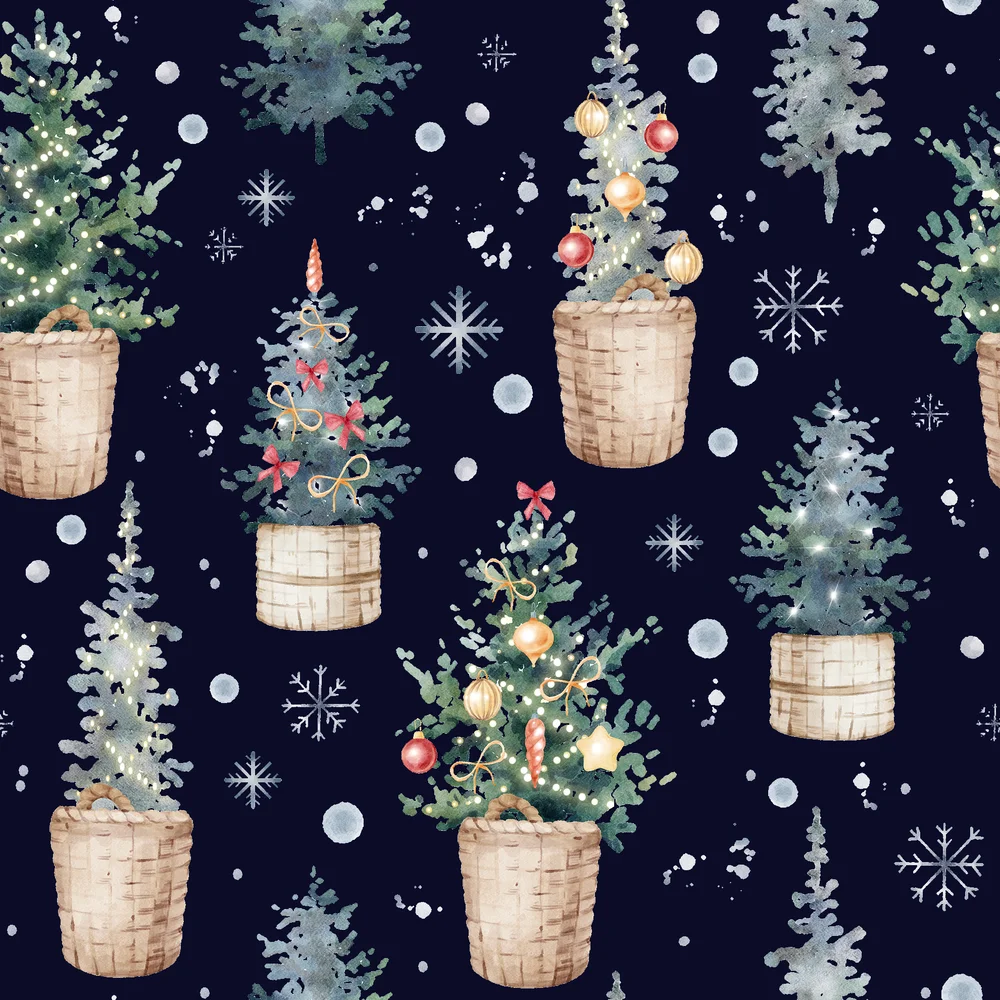 Servietter Christmas Tree Pattern dark blue 33x33cm 20stk v:1716533
